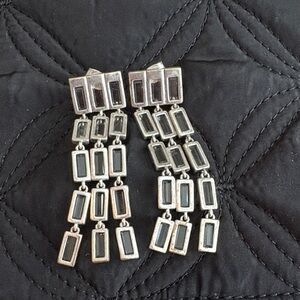 Madewell Silver and Black Geometric Earrings